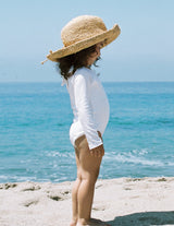 Baby Sol Rib Rashguard One Piece, Egret