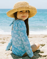 Sol Girl's Floral Rashguard One Piece, Horizon