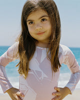 Sol Girl's Abstract Print Rashguard One Piece, Blush