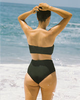 Zuma Rib High Waisted Bikini Bottom, black