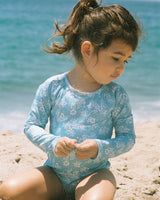 Sol Girl's Floral Rashguard One Piece, Horizon