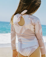 Sol Girl's Abstract Print Rashguard One Piece, Blush