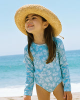 Sol Girl's Floral Rashguard One Piece, Horizon