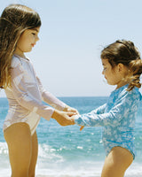 Sol Girl's Abstract Print Rashguard One Piece, Blush