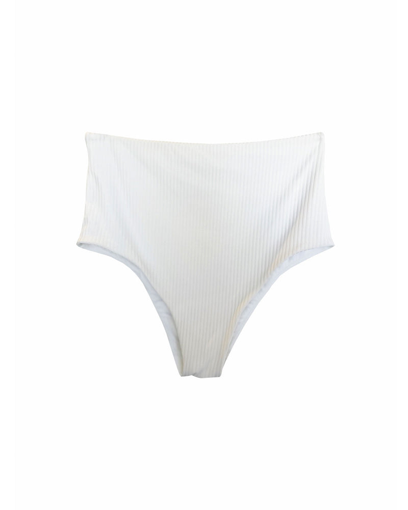 Zuma Rib High Waisted Bikini Bottom, Egret